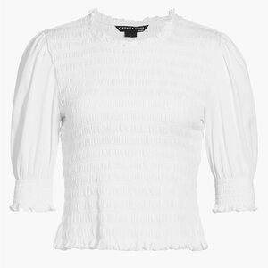Veronica Beard Langston White Smocked Top small